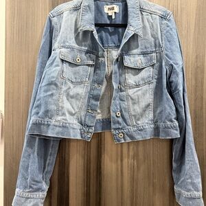 PAIGE Light Wash Cropped Denim Jacket